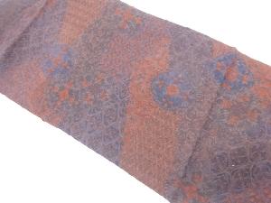 縮緬地　切りばめ風　花に古典柄　名古屋帯